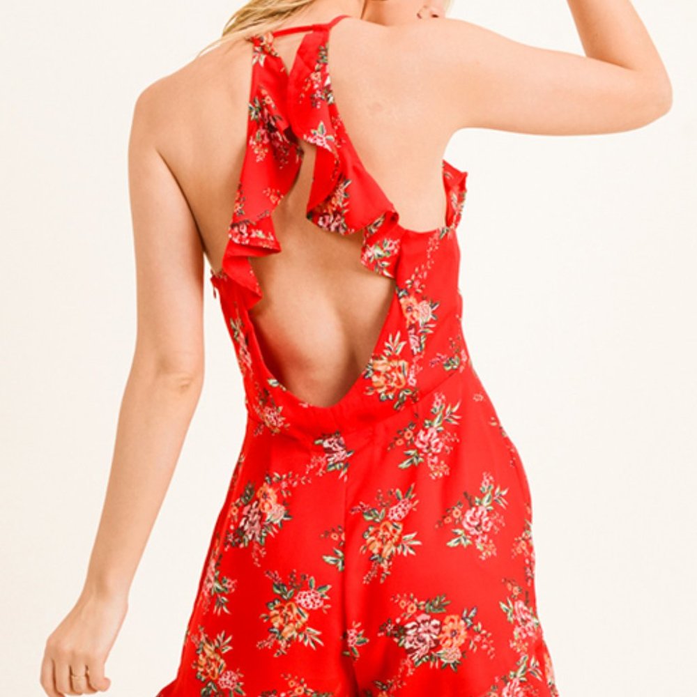 Red Racerback Romper - Picture 3 of 4